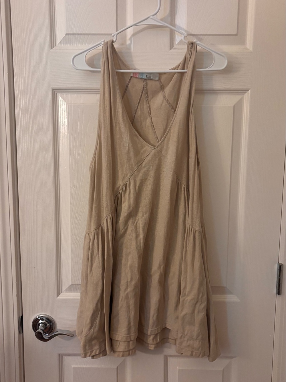 Free People Beige Sleeveless V-Neck Swim Coverup